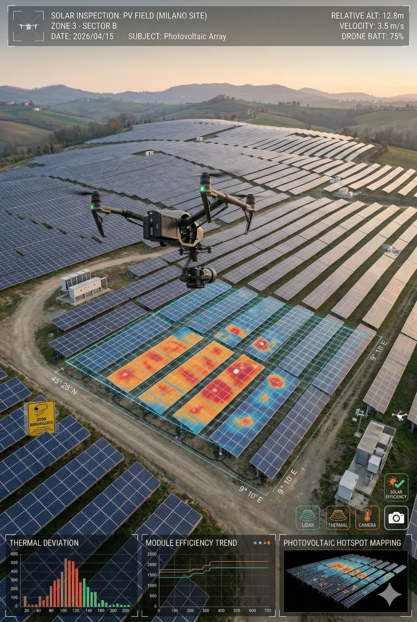 Ispezione termografica pannelli fotovoltaici - Rilevamento hot spot con drone