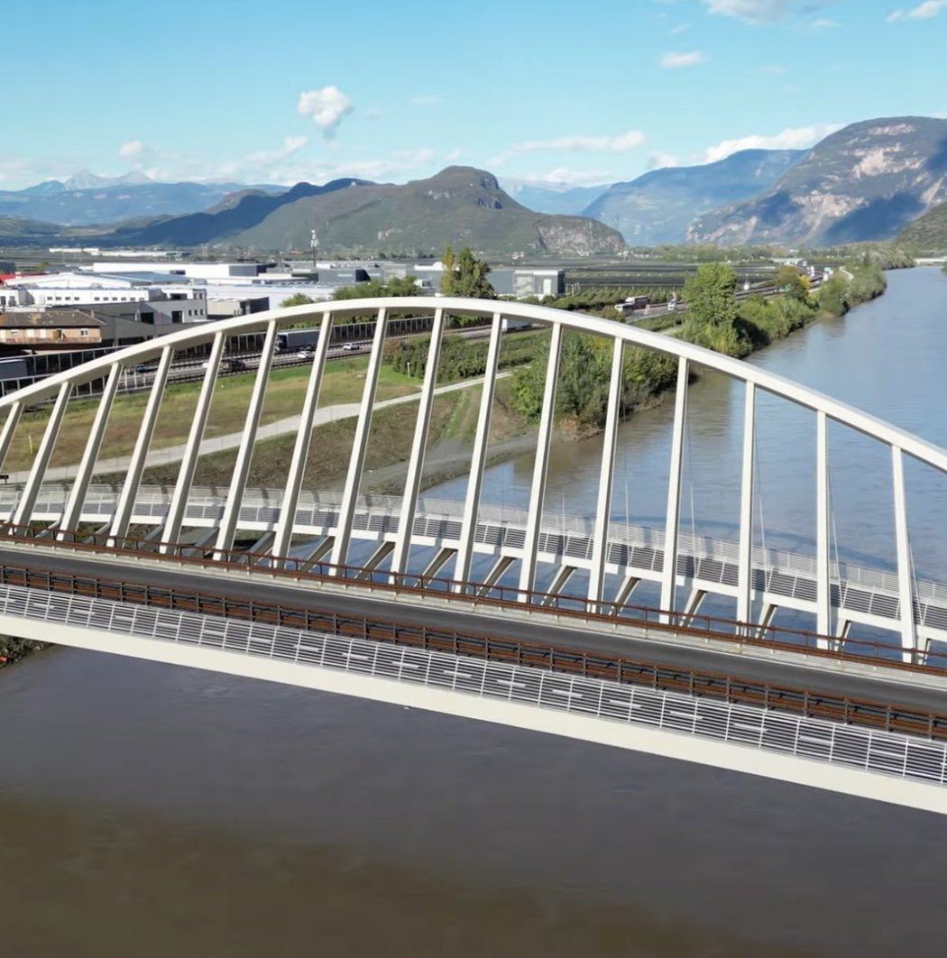 Ponte di Egna ripreso con drone – ispezione infrastruttura, luce netta impalcato 81,4 m